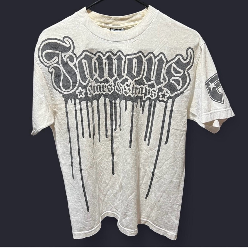 Famous Stars & Straps Gray Short Sleeve Tee with Drip Design